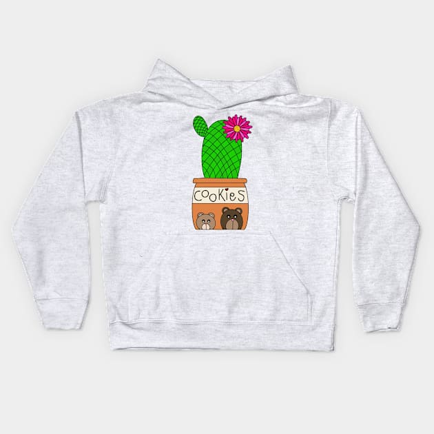 Cute Cactus Design #148: Rainbow Pincushion Cactus In Cute Cookie Jar Pot Kids Hoodie by DreamCactus